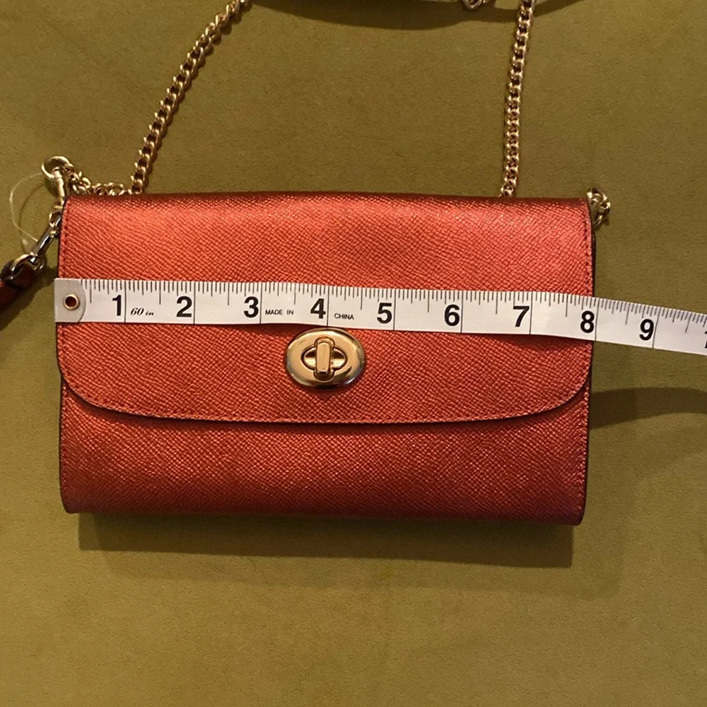 Coach Shimmering Red Crossbody Clutch, Never used with original packing - Picture 9 of 11